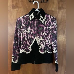 Purple and Black Leopard Pattern Horse Show Top